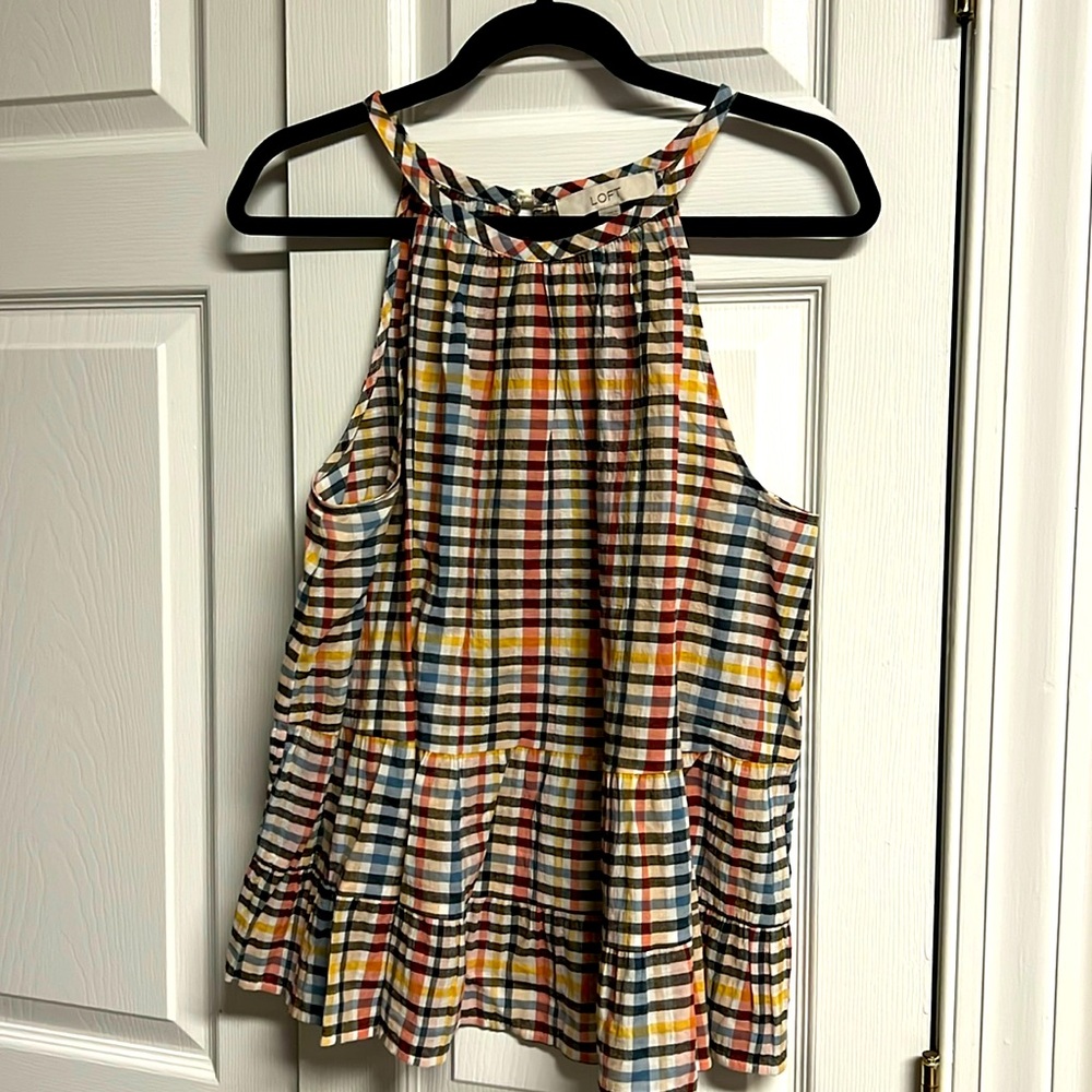 Ladies Loft Plaid Top Size Medium